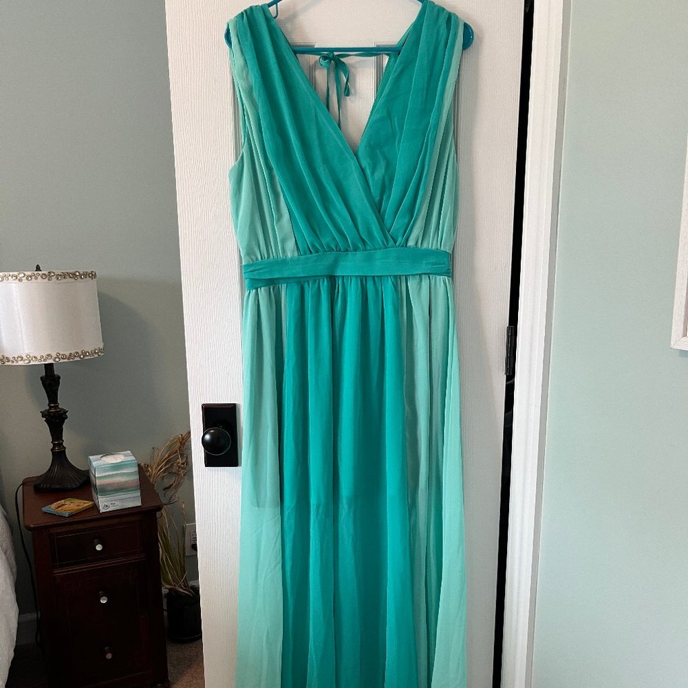 Fab'rik, Eliza color blocked maxi dress, Turquoise, Size L (NWT)